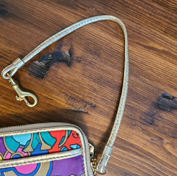 Coach wristlet mini wallet in jewel tone signature Poppy - Picture 4 of 7